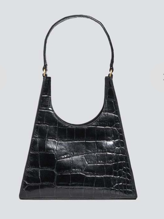 STAUD Handbags - NWT Staud Rey Bag, black embossed croc